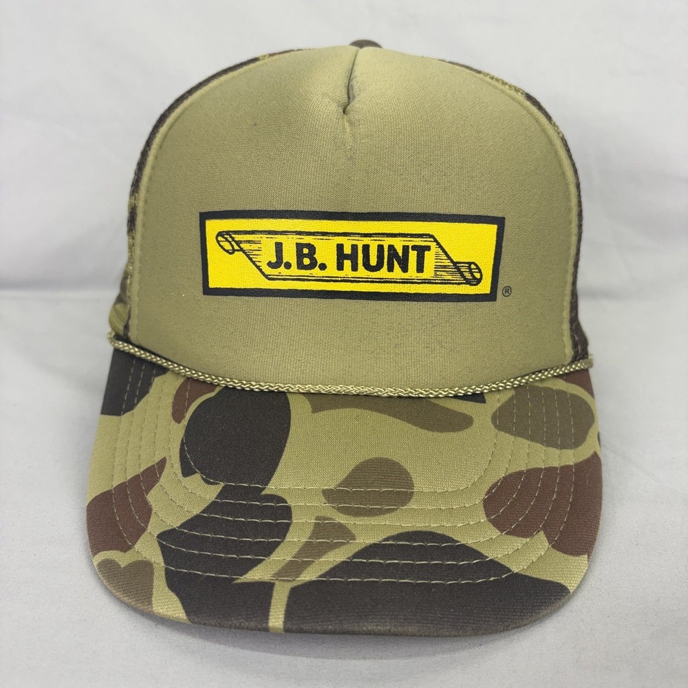 Nissun J.B. Hunt Trucker Hat Camo Mens OSFM Green Mesh Snapback